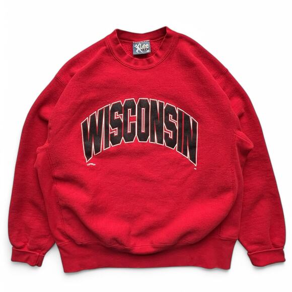 Vintage University of Wisconsin Lee Sport XL Red Crewneck Sweatshirt College USA - Picture 1 of 7